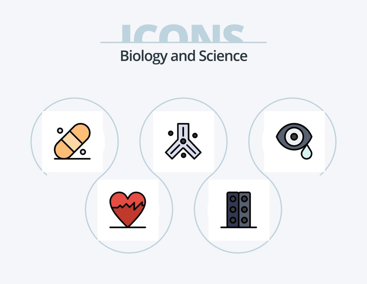 paquete de iconos llenos de línea de biología 5 diseño de iconos. . . biografía mesa. ciencia vector