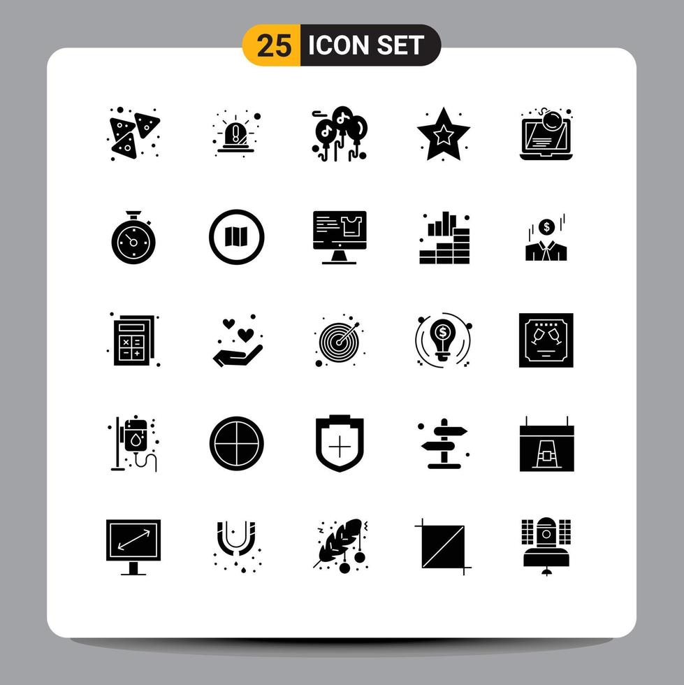 25 Creative Icons Modern Signs and Symbols of computer attack siren star favorite Editable Vector Design Elements