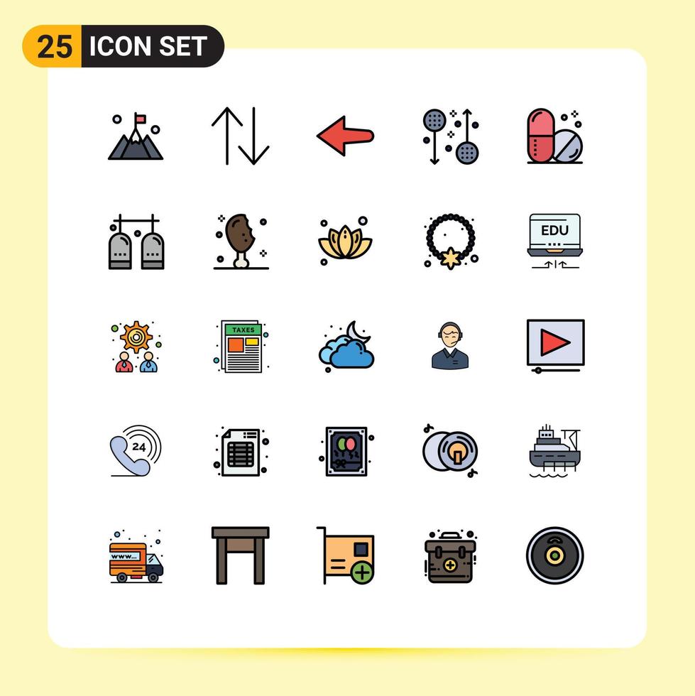 25 Universal Filled line Flat Color Signs Symbols of activities hospital left healthcare health Editable Vector Design Elements