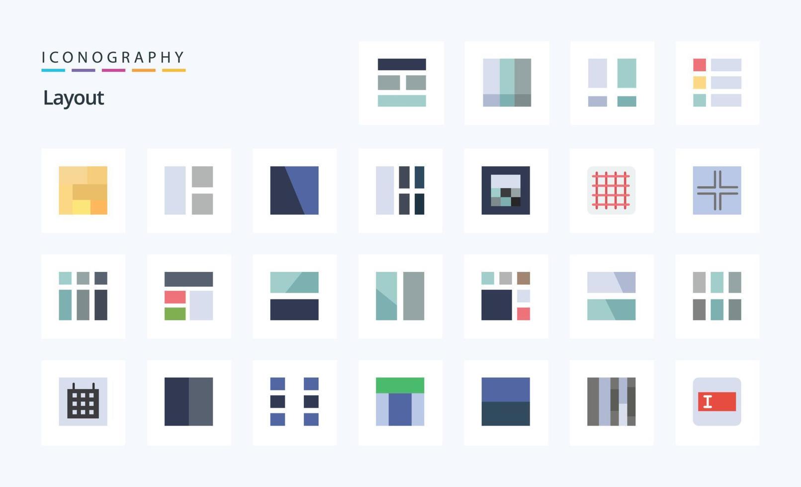 25 Layout Flat color icon pack vector