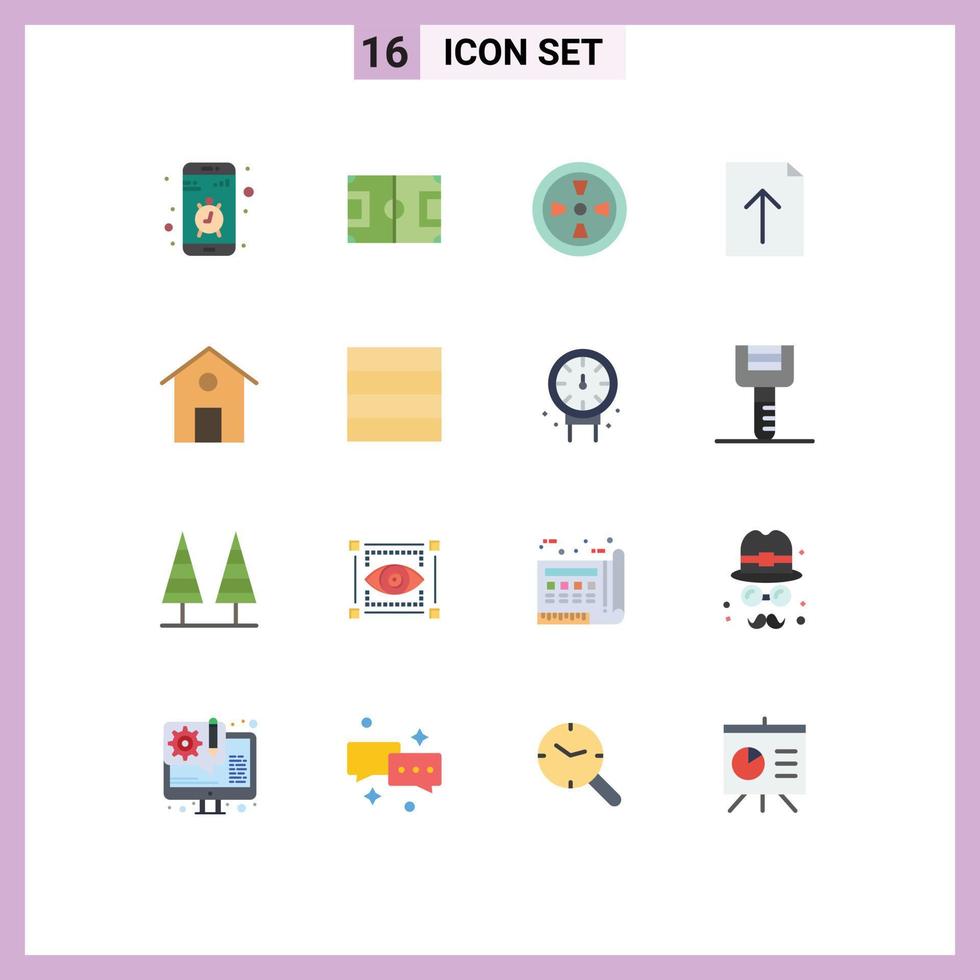 16 Flat Color concept for Websites Mobile and Apps house upload pitch import wind Editable Pack of Creative Vector Design Elements