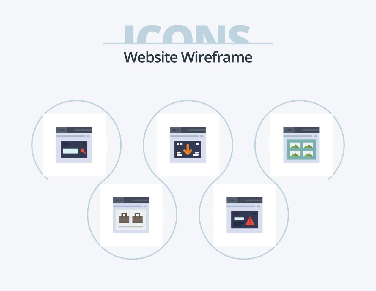 Website Wireframe Flat Icon Pack 5 Icon Design. web. internet. website. search. web vector