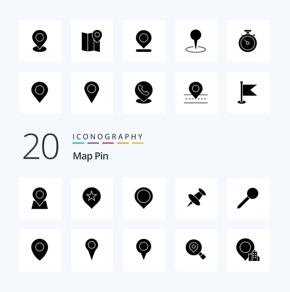 20 Map Pin Solid Glyph icon Pack like mark pin map map pin vector