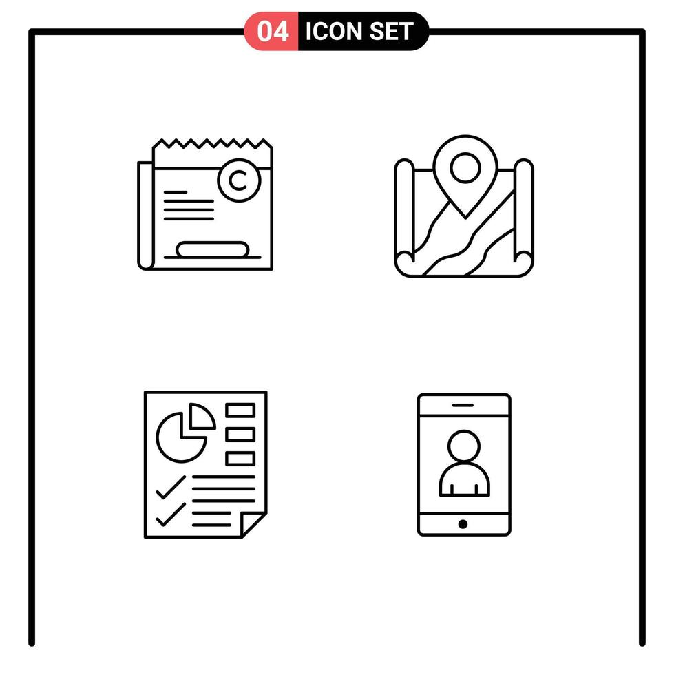Pictogram Set of 4 Simple Filledline Flat Colors of copy destination right pin document Editable Vector Design Elements