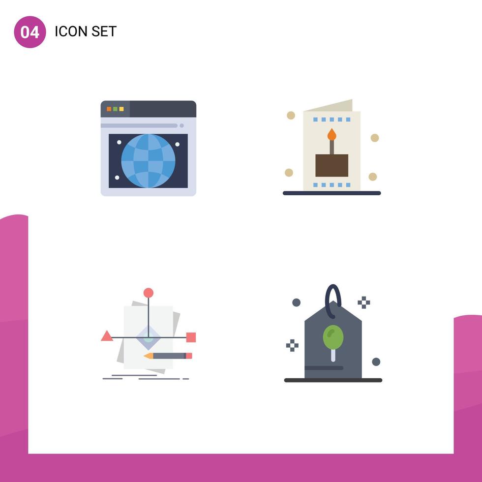 4 Thematic Vector Flat Icons and Editable Symbols of seo foretelling card party plan Editable Vector Design Elements