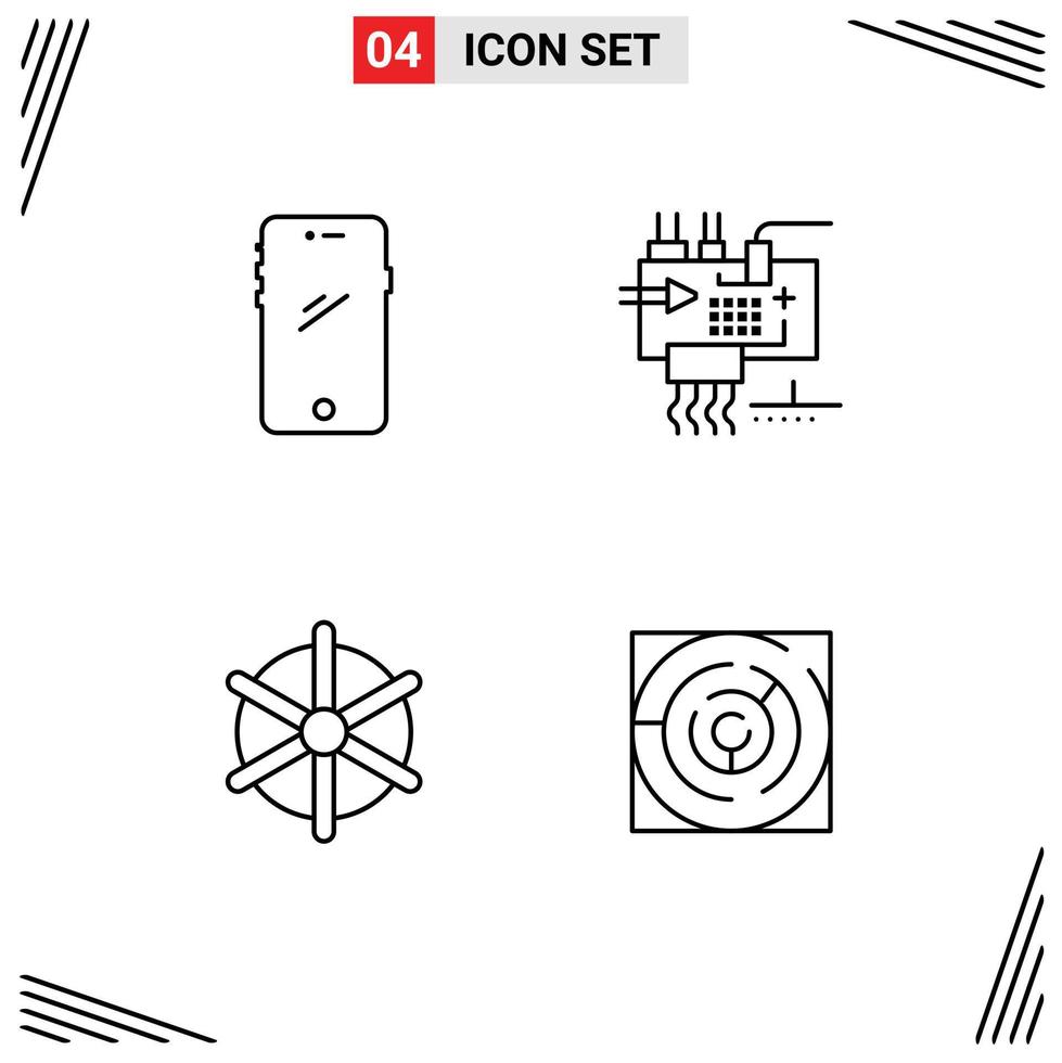 Set of 4 Modern UI Icons Symbols Signs for phone parts android customize ship Editable Vector Design Elements