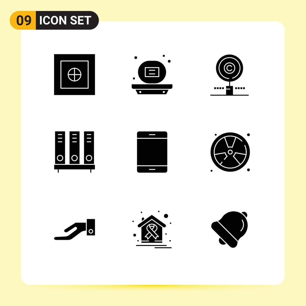 9 Creative Icons Modern Signs and Symbols of computers document copyright database archive Editable Vector Design Elements