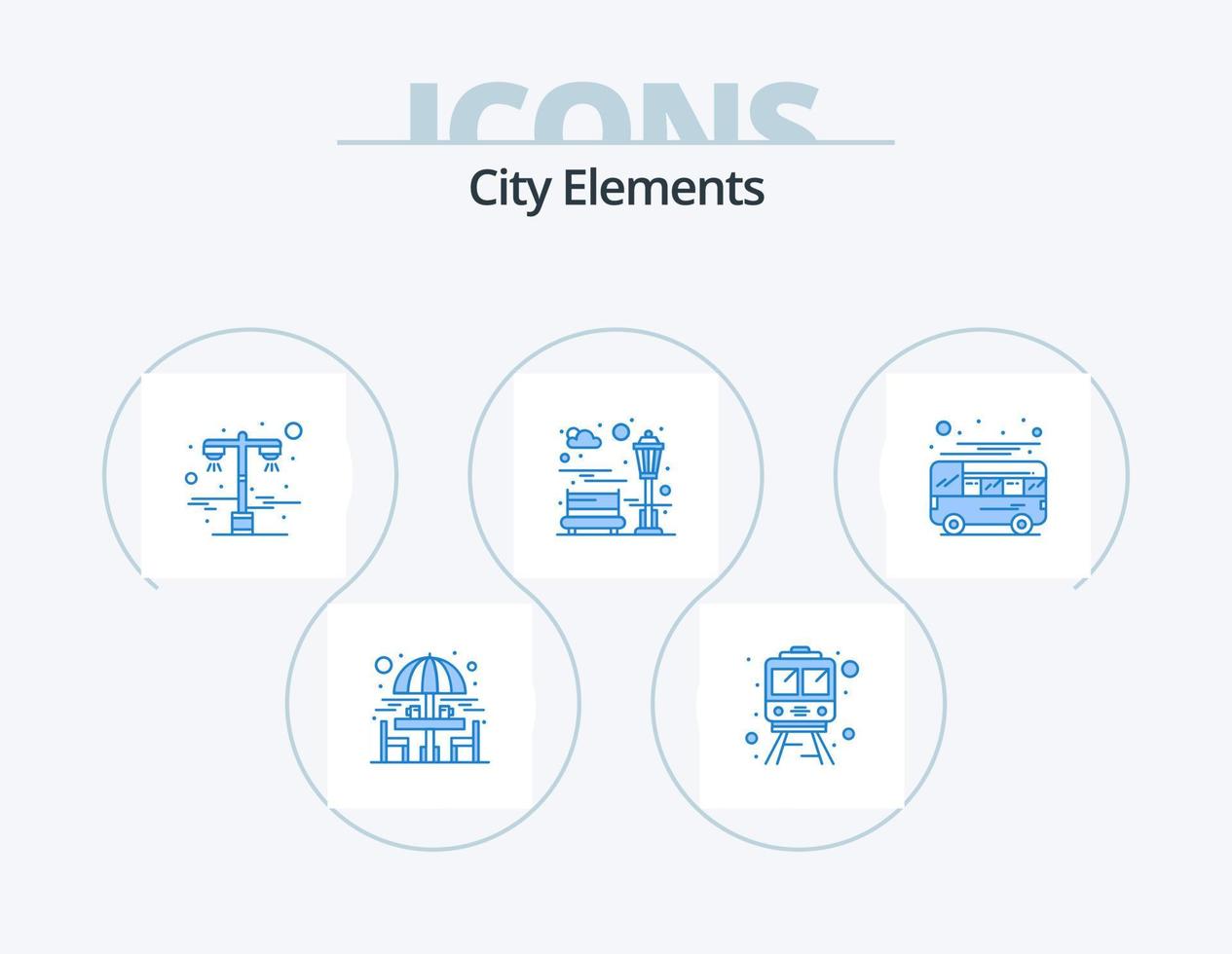 City Elements Blue Icon Pack 5 Icon Design. coach. autobus. light. recreation. city vector