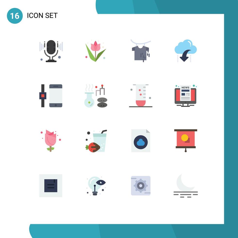 paquete de interfaz de usuario de 16 colores planos básicos del teléfono inteligente conectar datos de secado paquete editable de elementos de diseño de vectores creativos