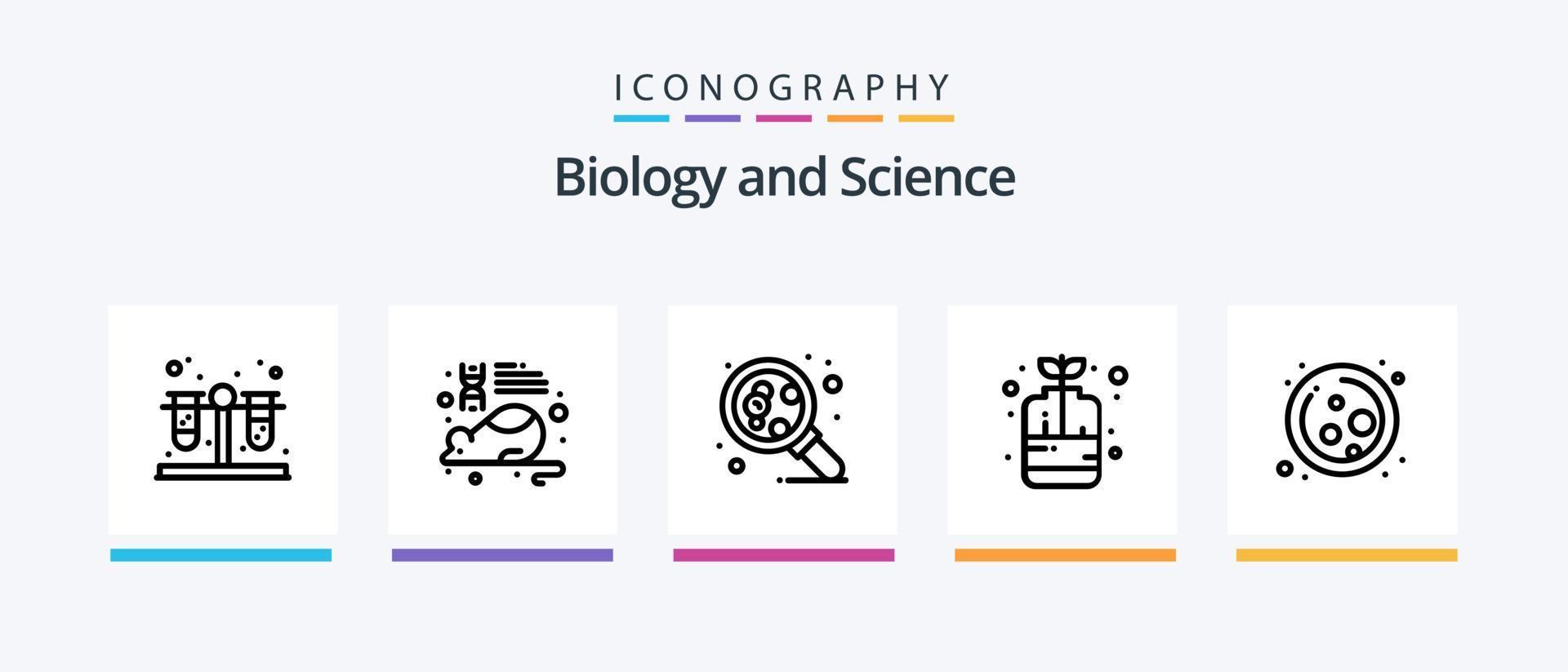 paquete de iconos de la línea 5 de biología que incluye la mano. cuidado. ciencia. ciencia. átomo. diseño de iconos creativos vector