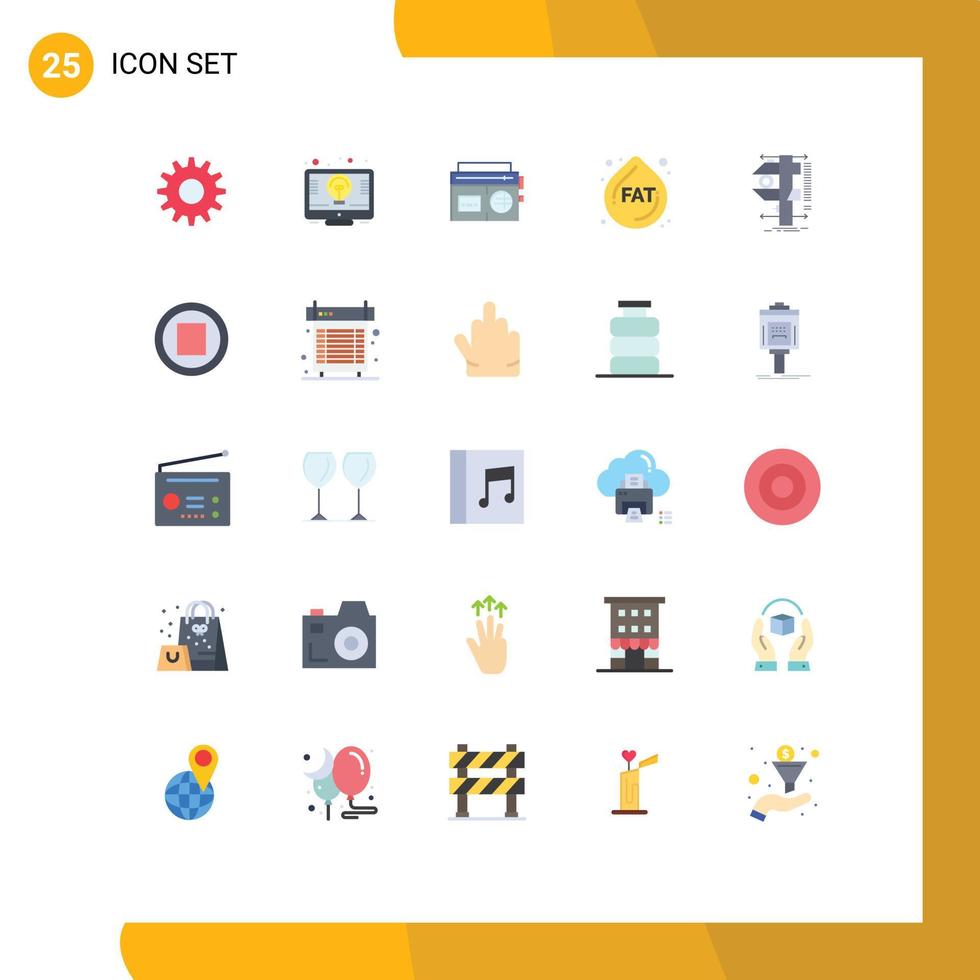 25 Thematic Vector Flat Colors and Editable Symbols of physics caliper radio measure droop Editable Vector Design Elements