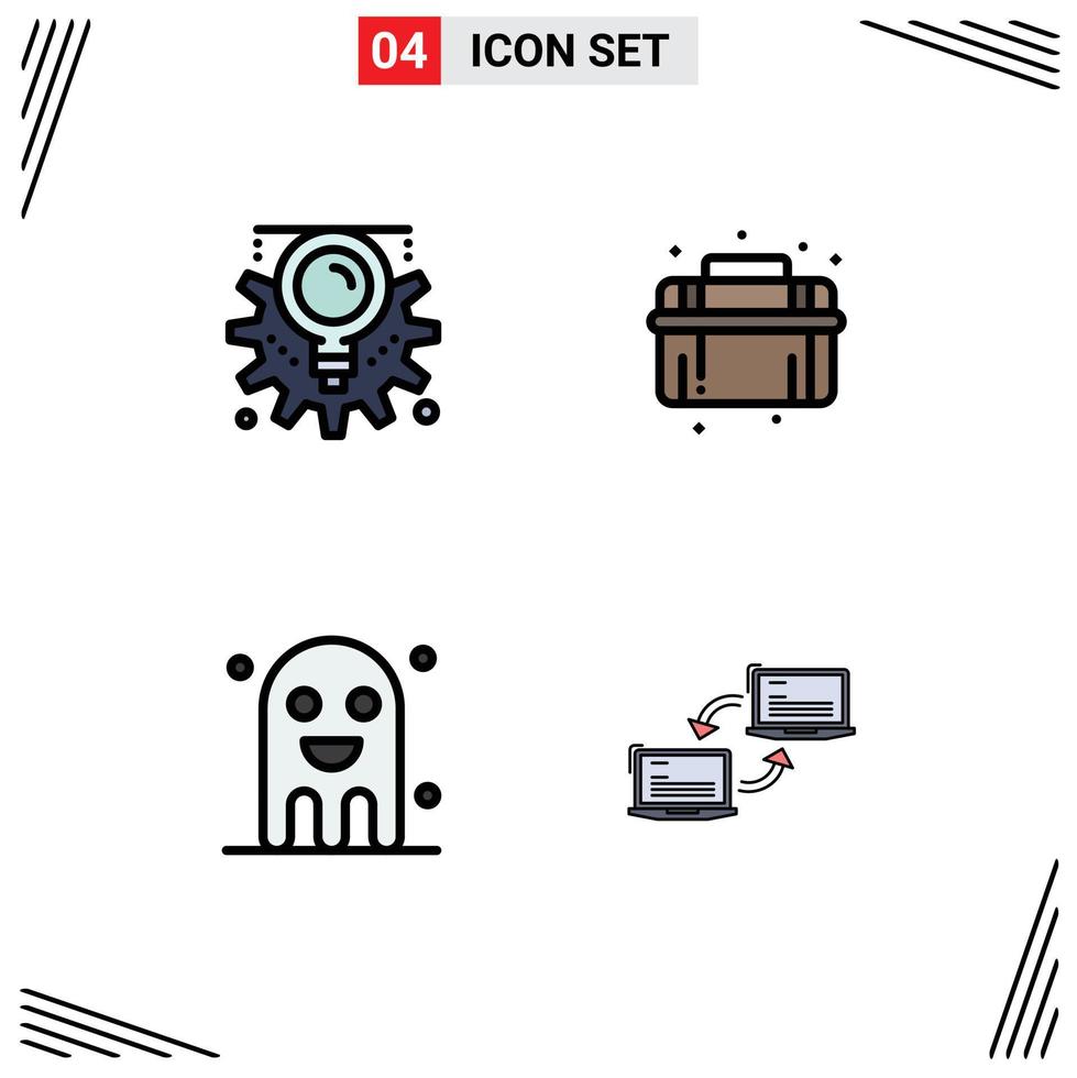 4 Filledline Flat Color concept for Websites Mobile and Apps gear copy process plumbing ghost Editable Vector Design Elements
