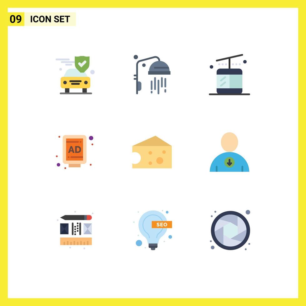 9 iconos creativos, signos y símbolos modernos de los próximos elementos de diseño de vectores editables de la calle de queso regular lácteo