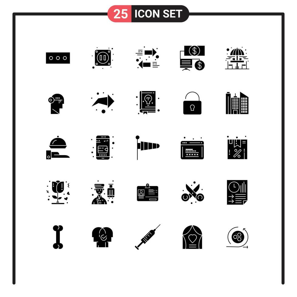 25 Creative Icons Modern Signs and Symbols of lock brain bank sitting table drinking Editable Vector Design Elements
