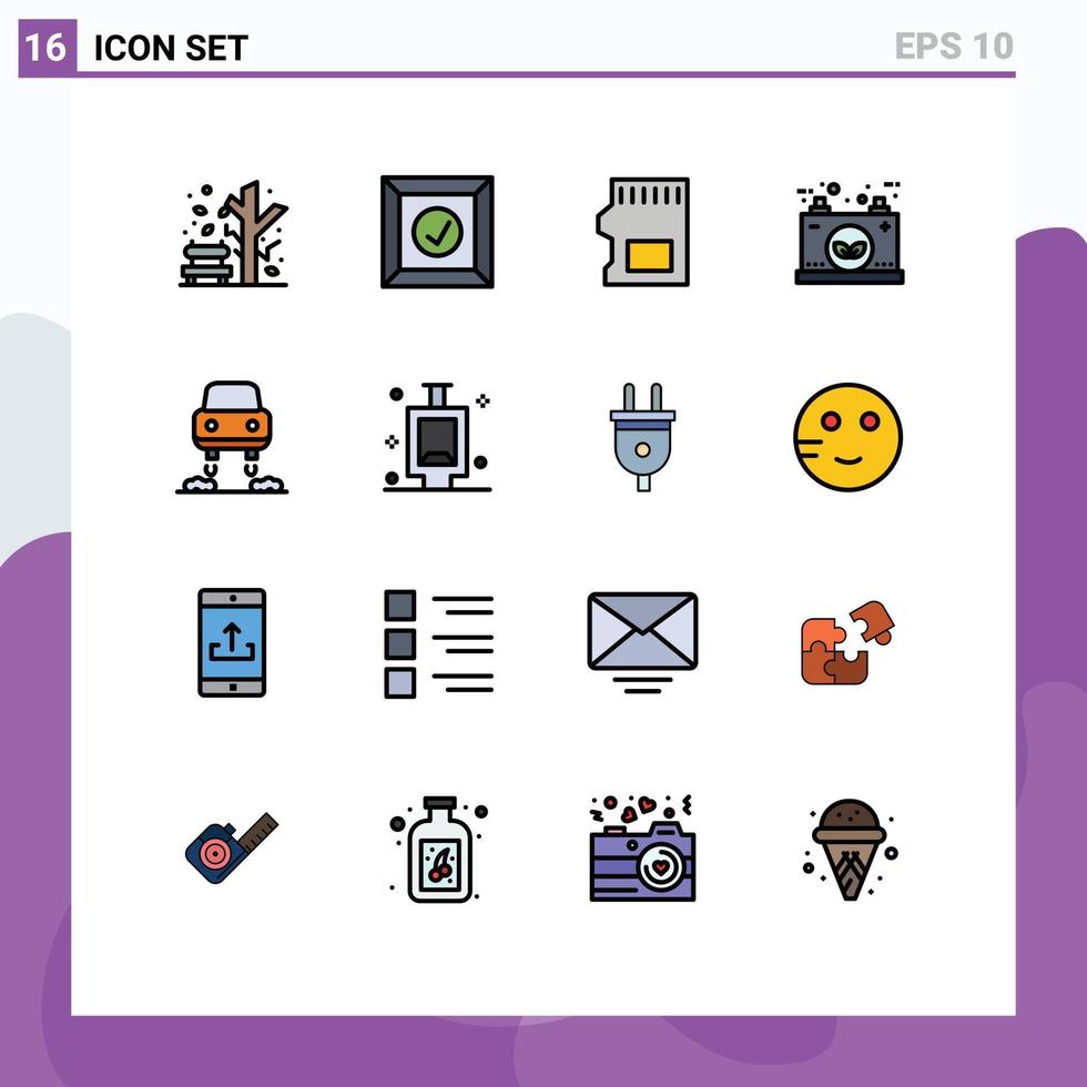 Set of 16 Modern UI Icons Symbols Signs for flying electric sd power eco Editable Creative Vector Design Elements