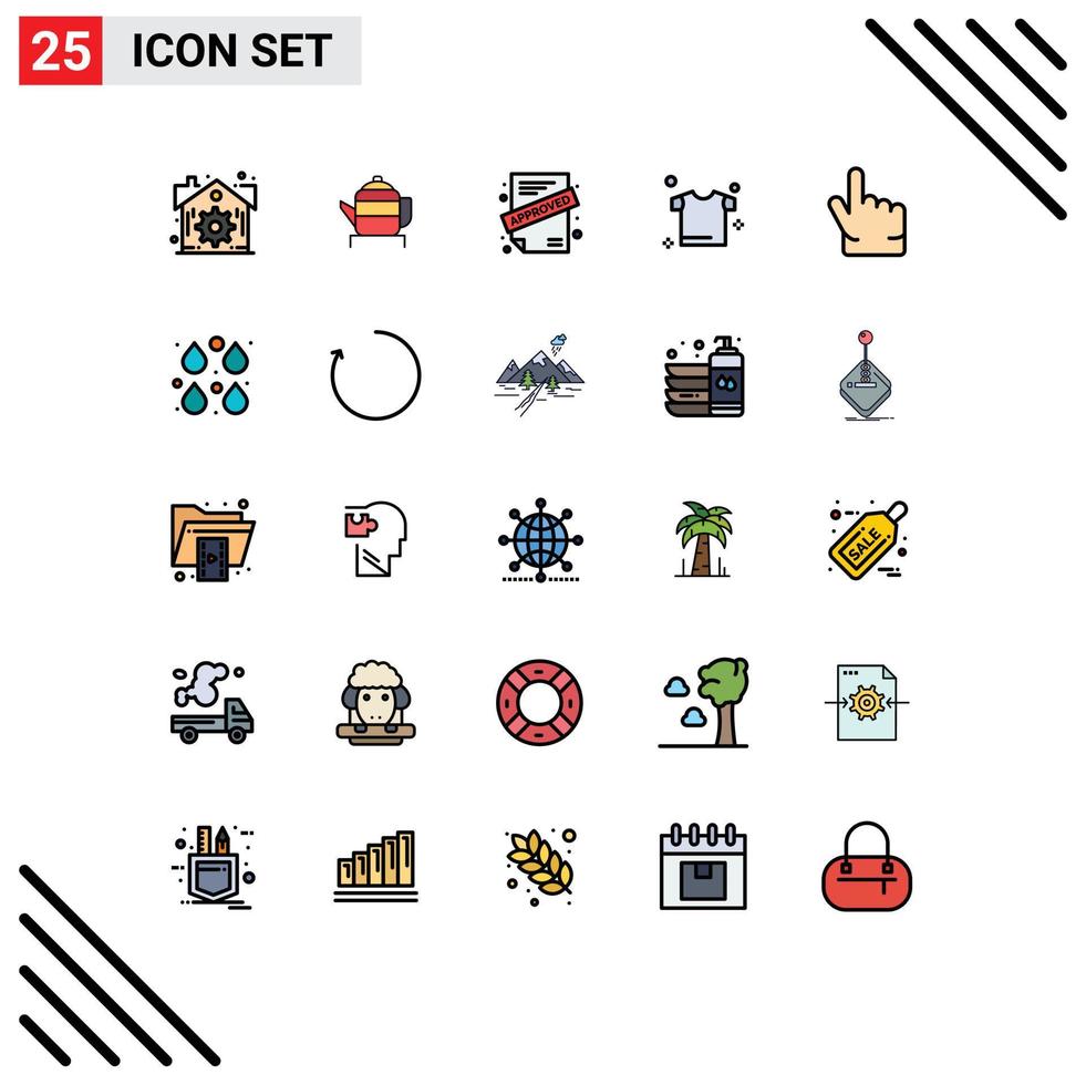 Stock Vector Icon Pack of 25 Line Signs and Symbols for drop hand approved forefinger shirt Editable Vector Design Elements