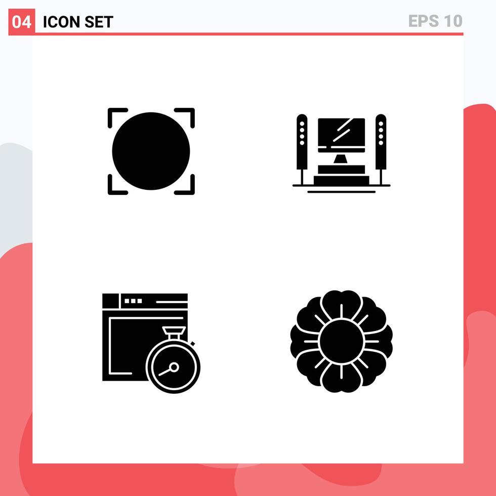 4 Universal Solid Glyph Signs Symbols of omni brower crypto coin server computing Editable Vector Design Elements