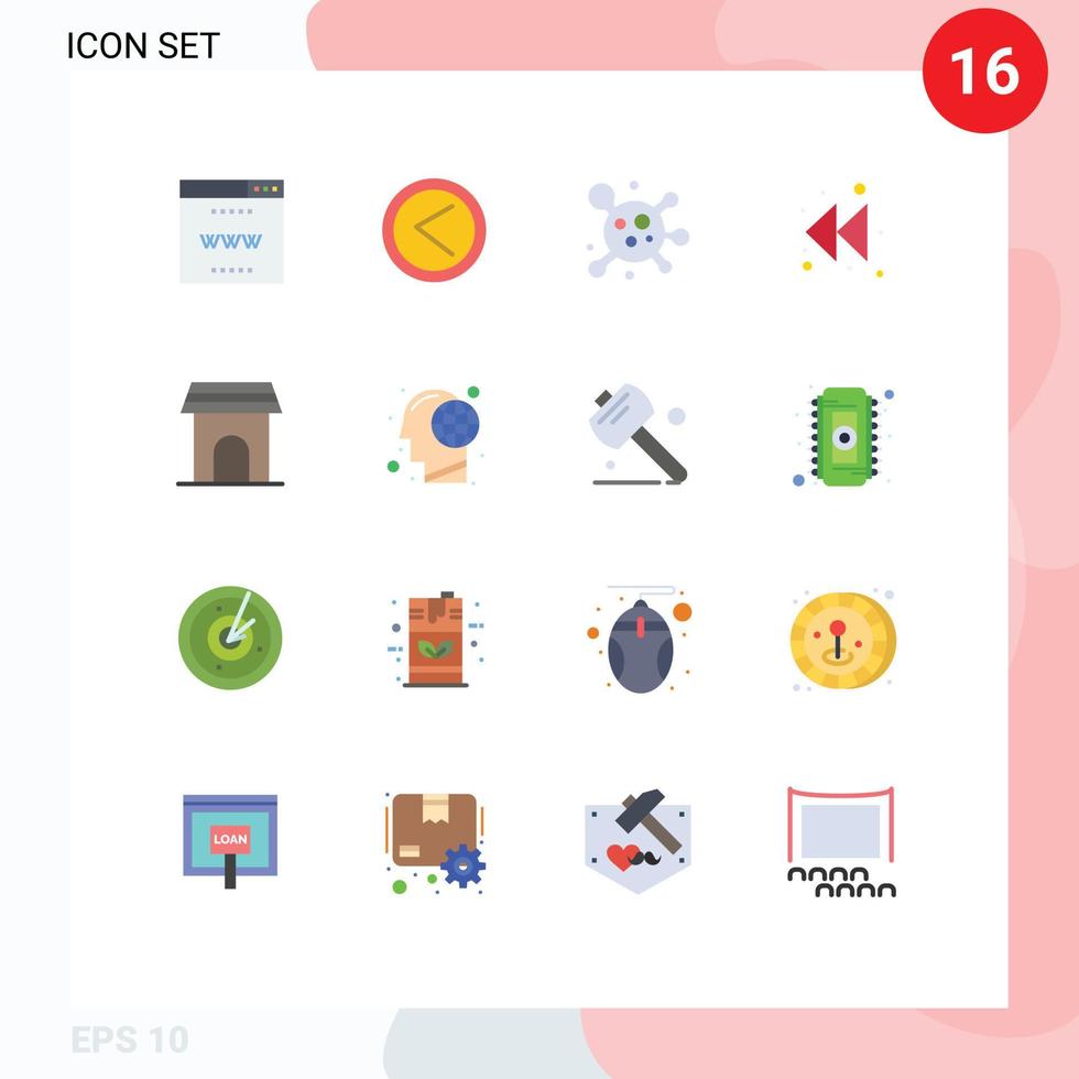 User Interface Pack of 16 Basic Flat Colors of home appliance atom apartment left Editable Pack of Creative Vector Design Elements