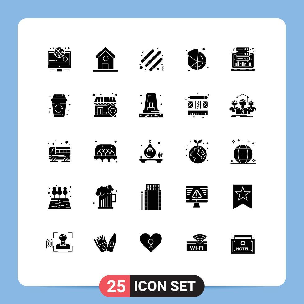 Modern Set of 25 Solid Glyphs Pictograph of hosting analysis night share market Editable Vector Design Elements