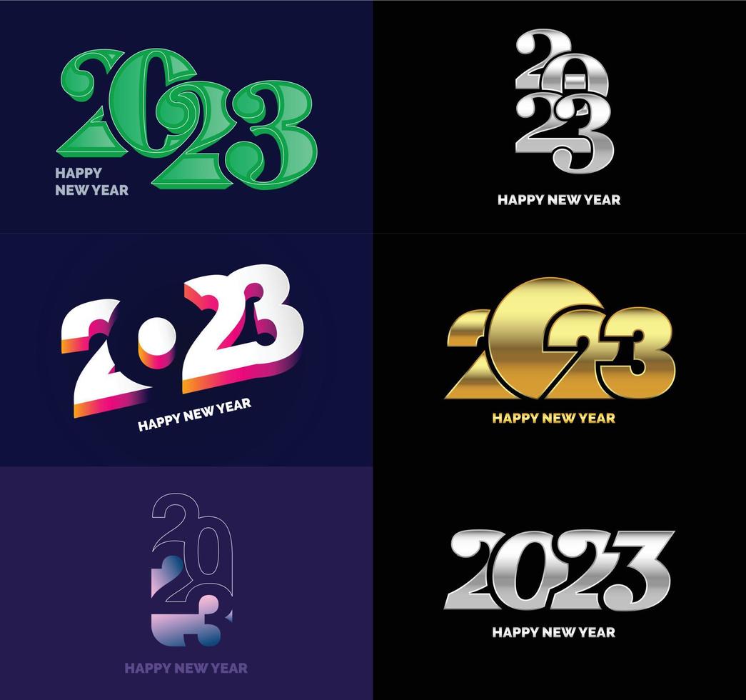 Big Collection of 2023 Happy New Year symbols Cover of business diary for 2023 with wishes vector