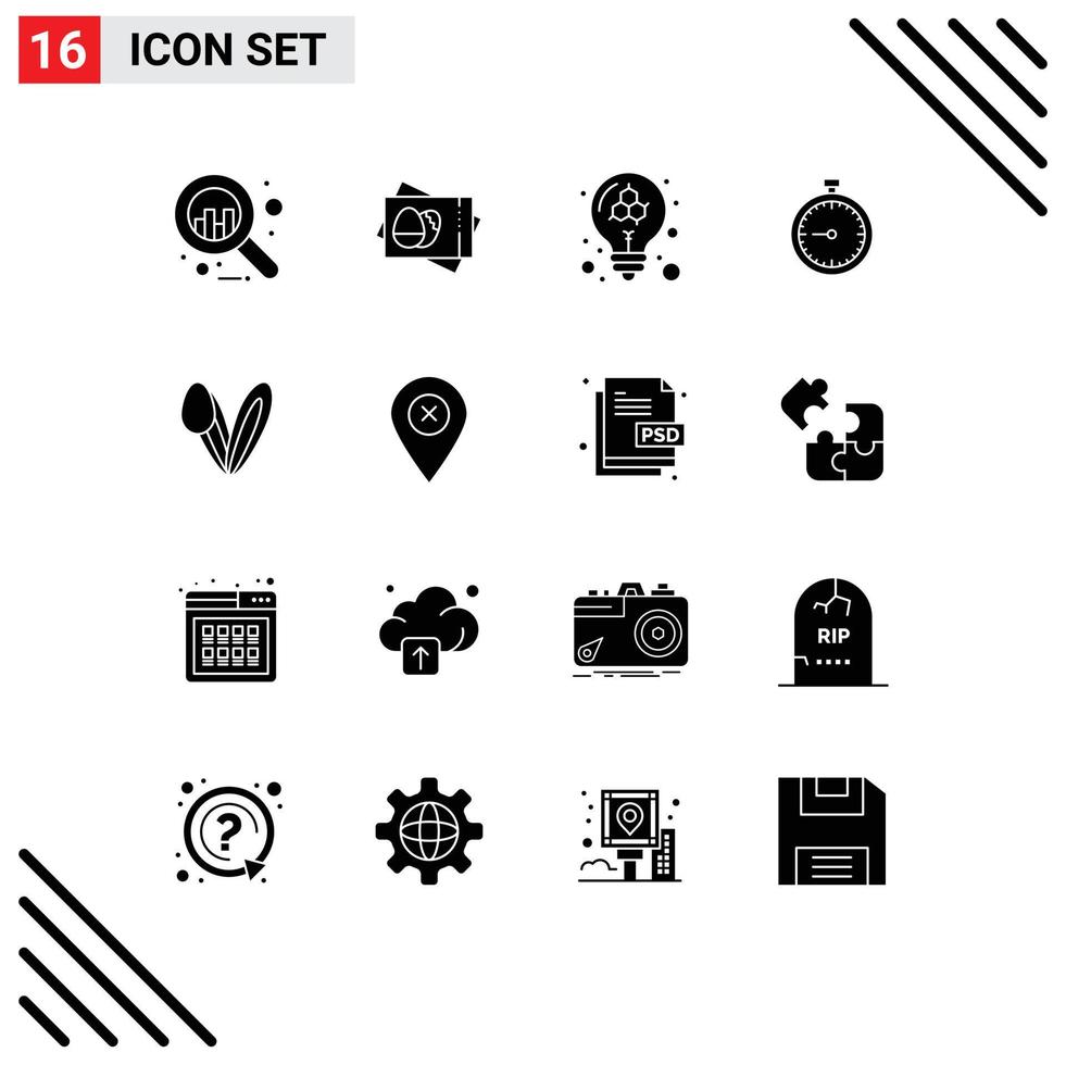 Editable Vector Line Pack of 16 Simple Solid Glyphs of watch time education quick clock Editable Vector Design Elements