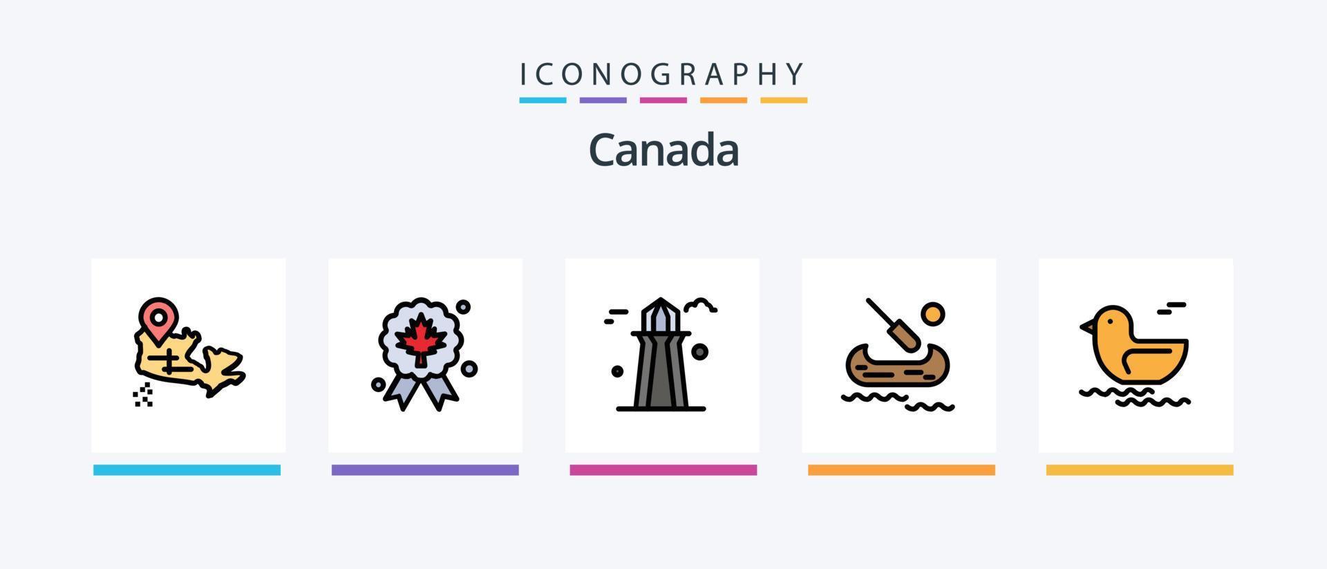 Canada Line Filled 5 Icon Pack Including . canada. sun. world. canada. Creative Icons Design vector