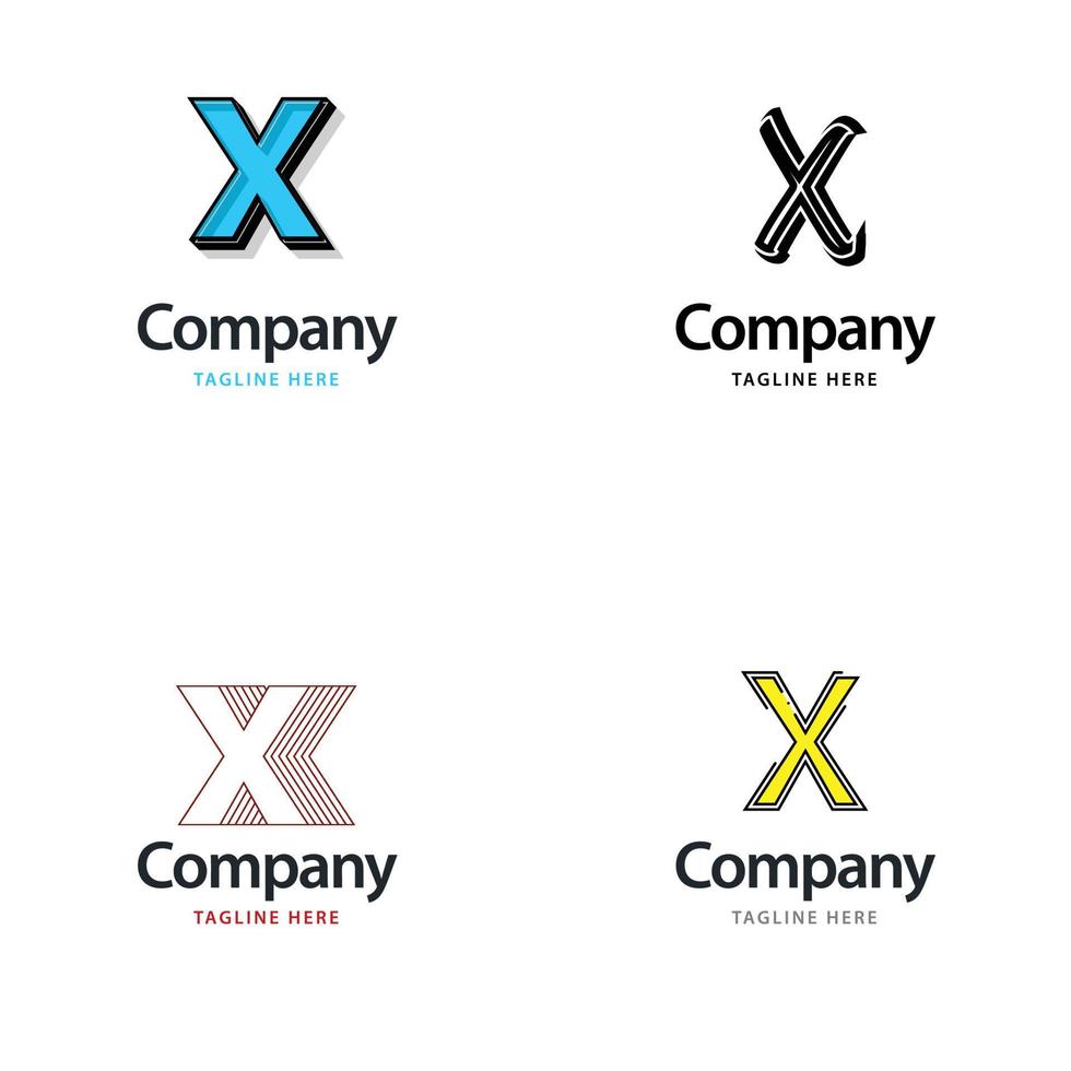 diseño de paquete de logotipo grande de letra x diseño de logotipos modernos y creativos para su negocio vector