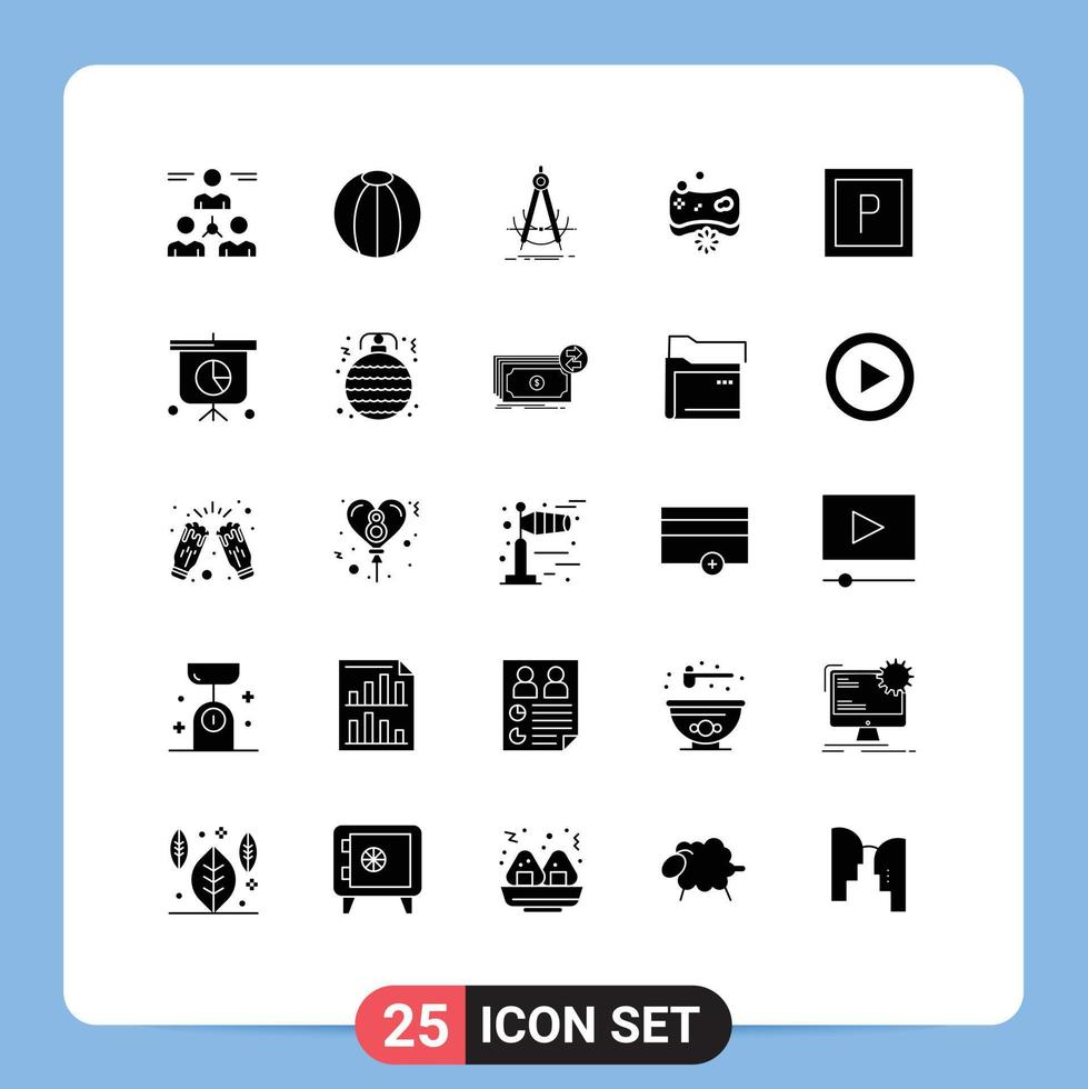 conjunto de 25 iconos de interfaz de usuario modernos símbolos signos para elementos de diseño vectorial editables de brújula de belleza de juguete de cara de spa vector