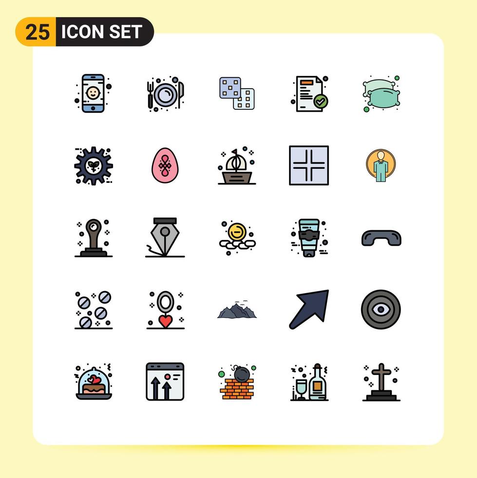 Set of 25 Modern UI Icons Symbols Signs for sleep night dice dream medical paper Editable Vector Design Elements