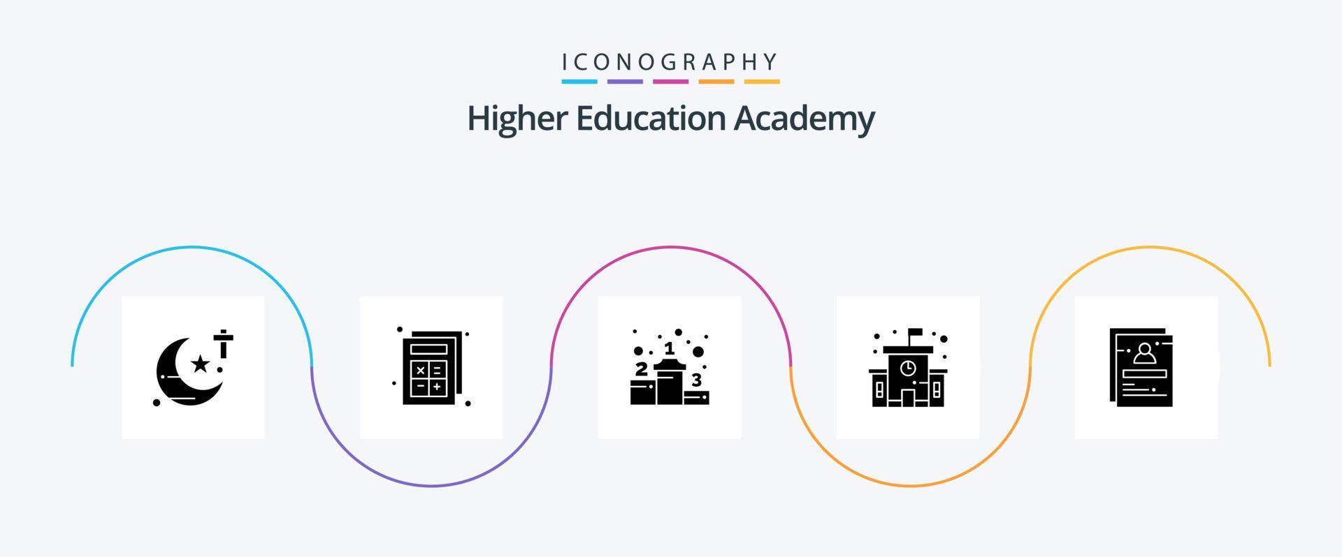 Academy Glyph 5 Icon Pack Including student. school. achievement. page. education vector