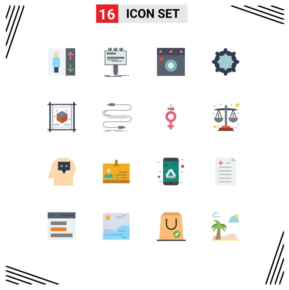 Pictogram Set of 16 Simple Flat Colors of audio paper furniture document tether Editable Pack of Creative Vector Design Elements