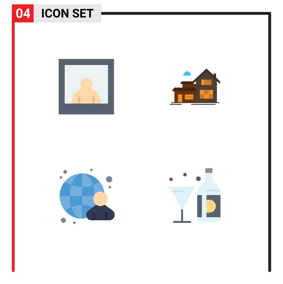 4 concepto de icono plano para sitios web móviles y aplicaciones foto internet casa empresario vino elementos de diseño vectorial editables vector