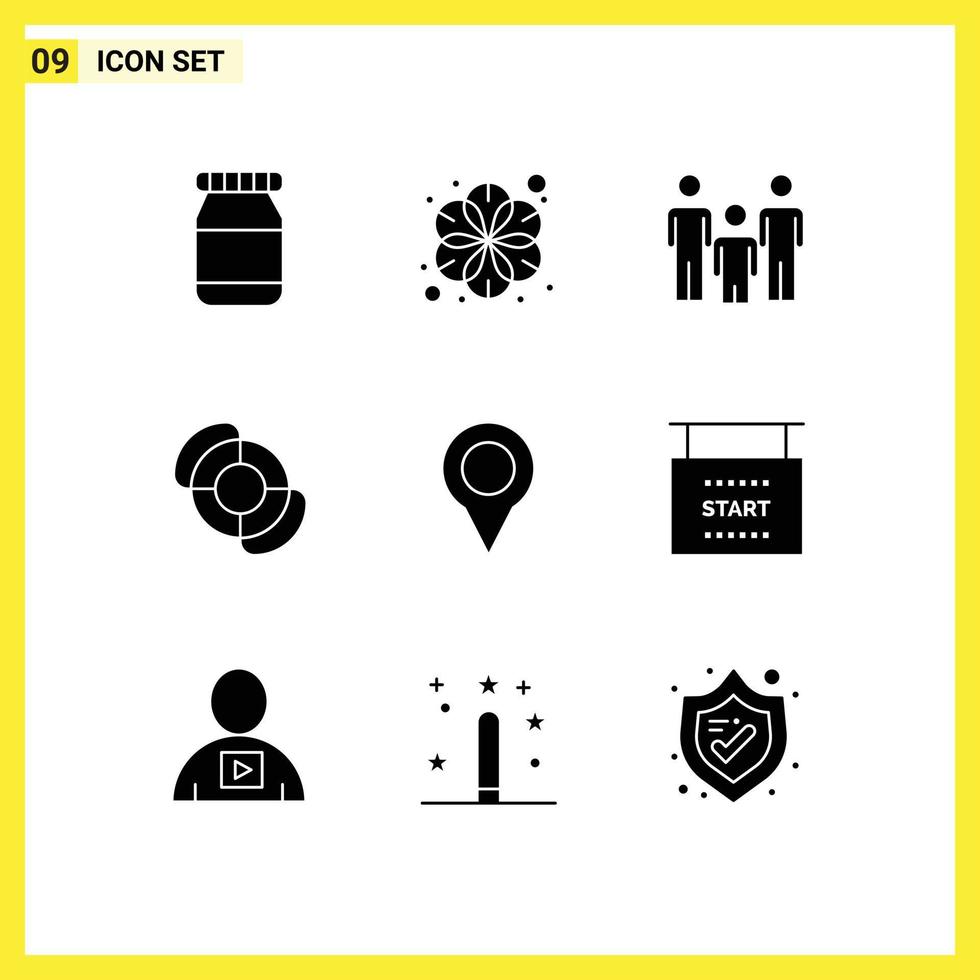 Stock Vector Icon Pack of 9 Line Signs and Symbols for flag marker kids map summer Editable Vector Design Elements