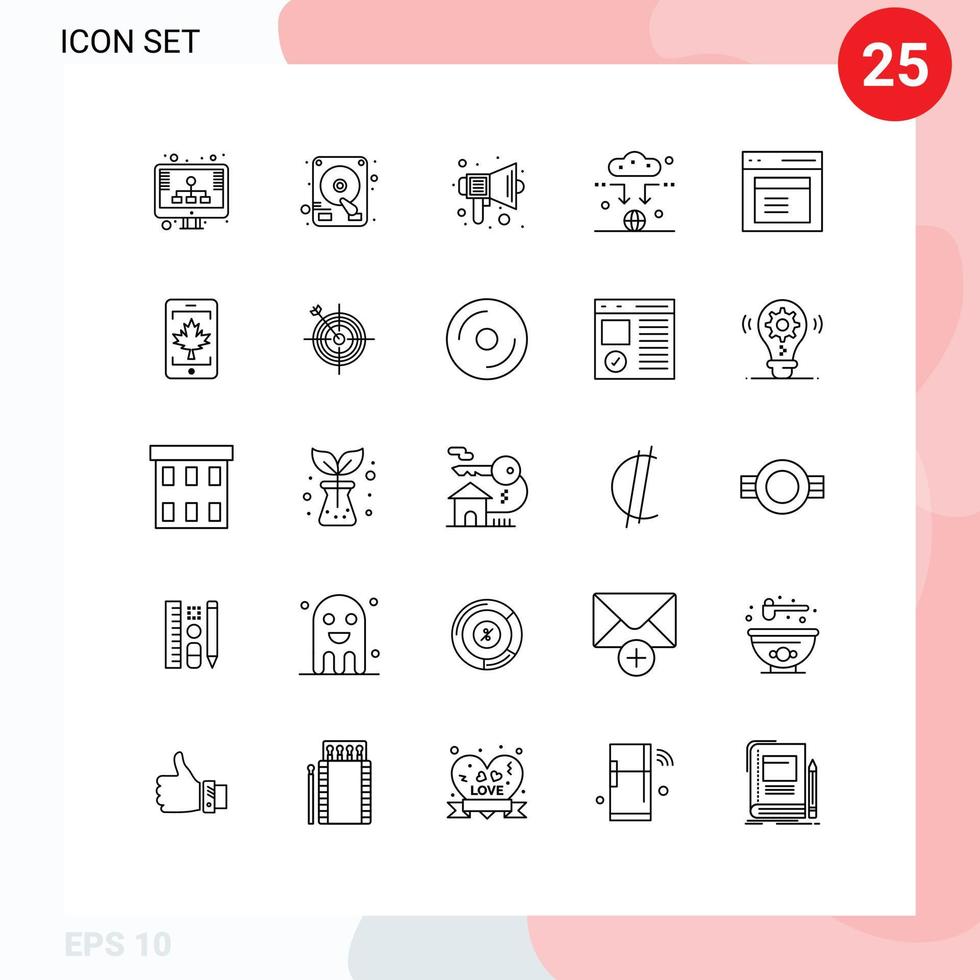 Pictogram Set of 25 Simple Lines of interface wifi education signal antenna Editable Vector Design Elements