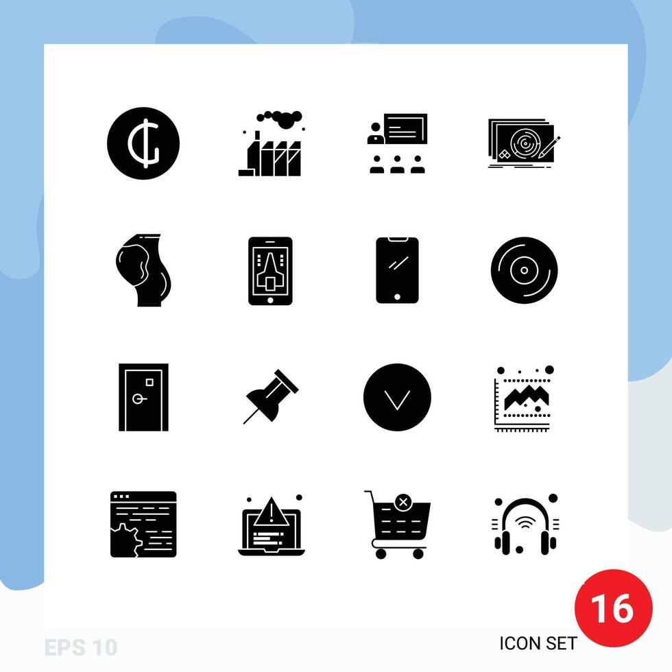 Modern Set of 16 Solid Glyphs and symbols such as pregnancy complete business new level Editable Vector Design Elements