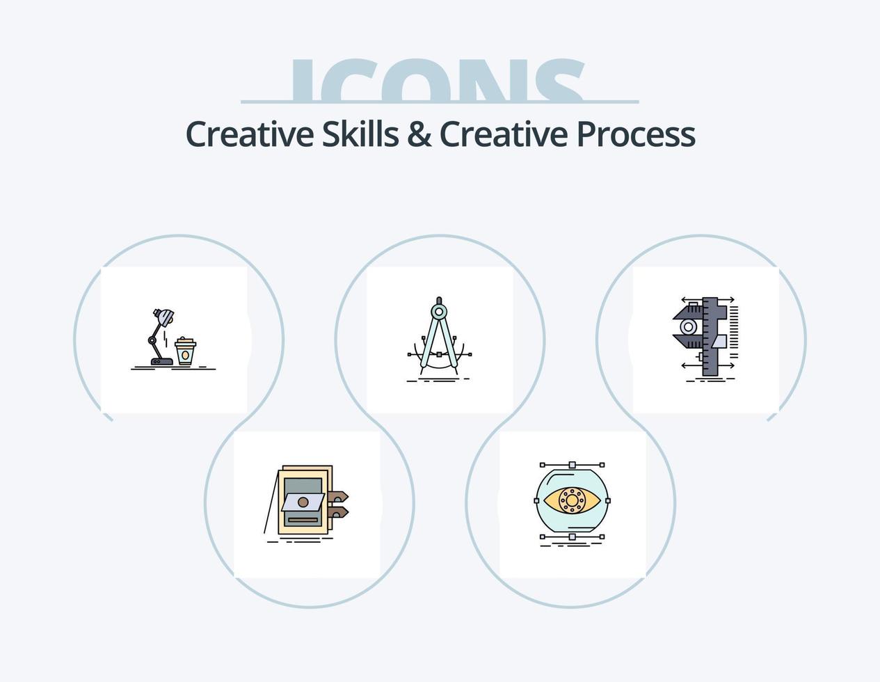 Creative Skills And Creative Process Line Filled Icon Pack 5 Icon Design. check. expertise. idea. process. imagine vector