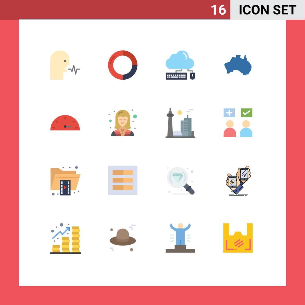 paquete de iconos de vector de stock de 16 signos y símbolos de línea para mapa país pastel nube australiana paquete editable de elementos de diseño de vector creativo