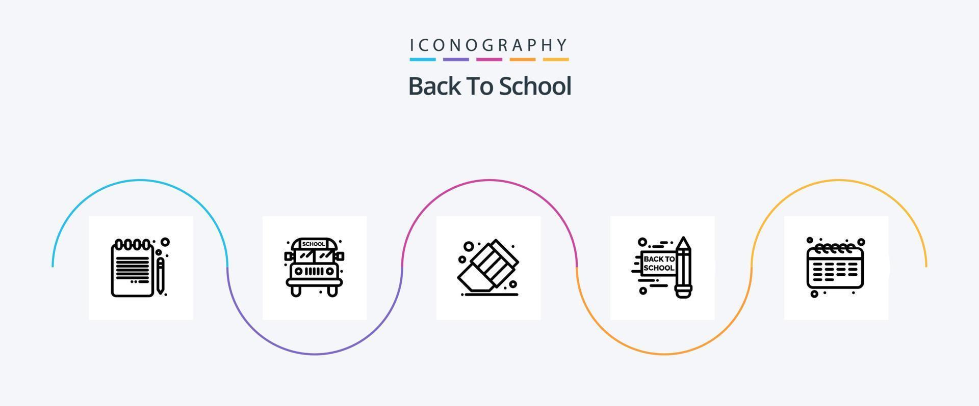 Back To School Line 5 Icon Pack Including . student. education. school. calendar vector