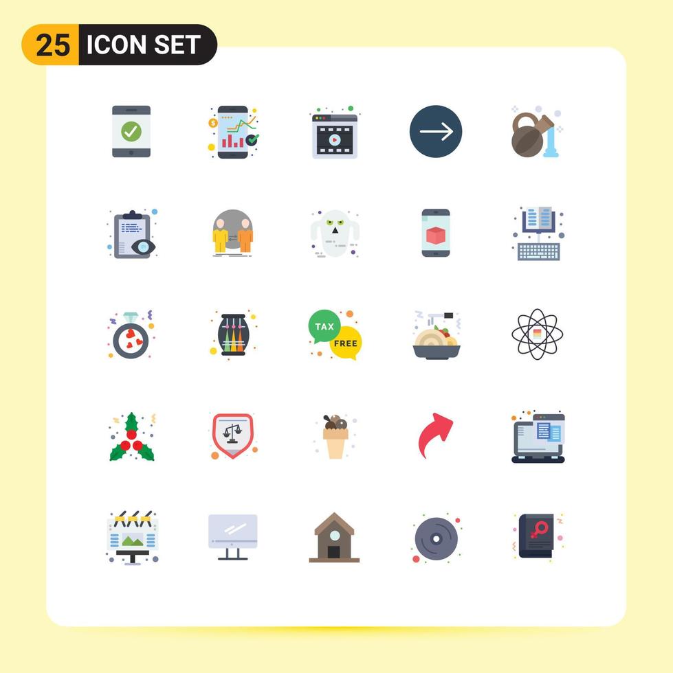 25 Thematic Vector Flat Colors and Editable Symbols of overview spa video oil right Editable Vector Design Elements