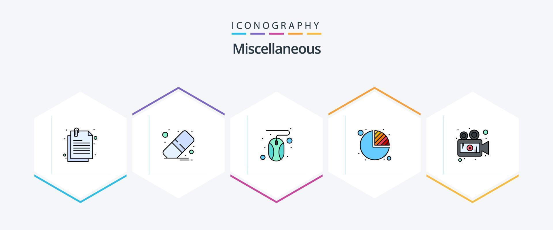 Miscellaneous 25 FilledLine icon pack including player. click. statistics. chart vector