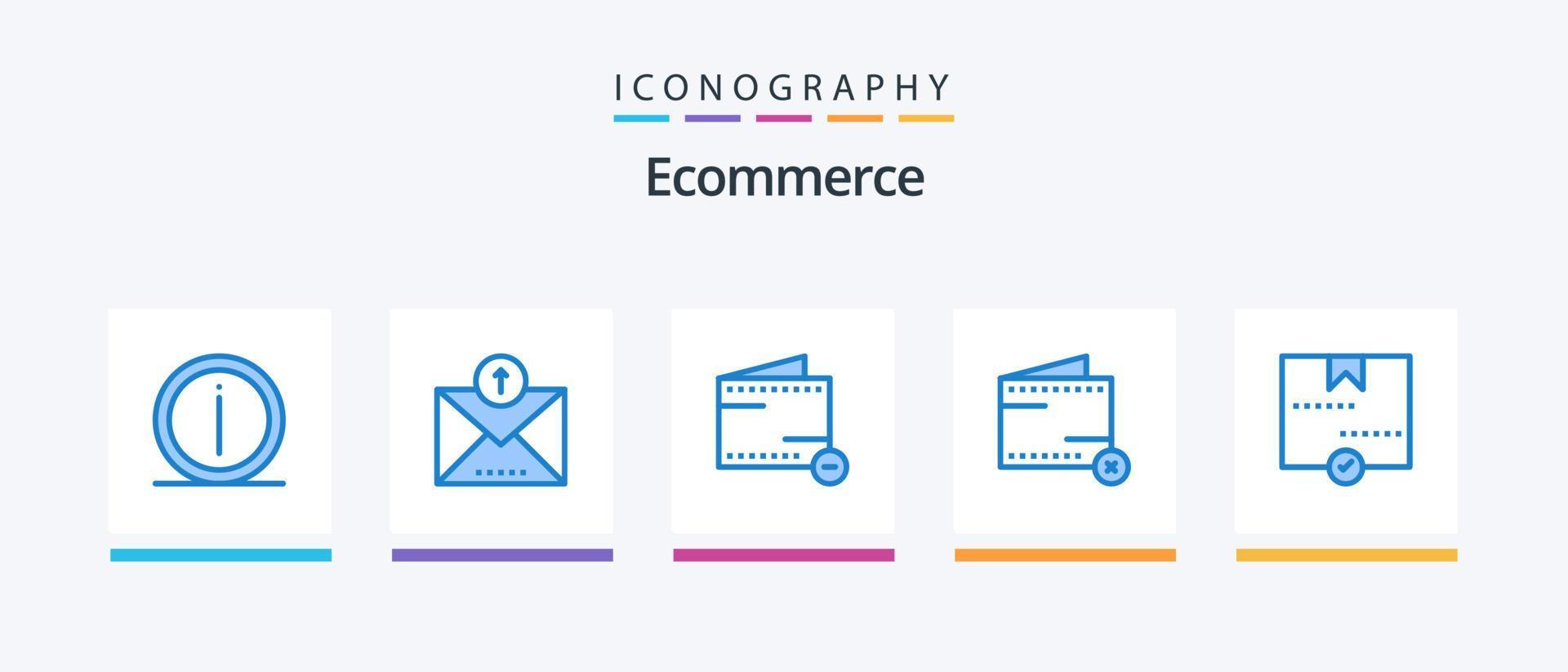 Ecommerce Blue 5 Icon Pack Including no. e. sent. commerce. wallet. Creative Icons Design vector