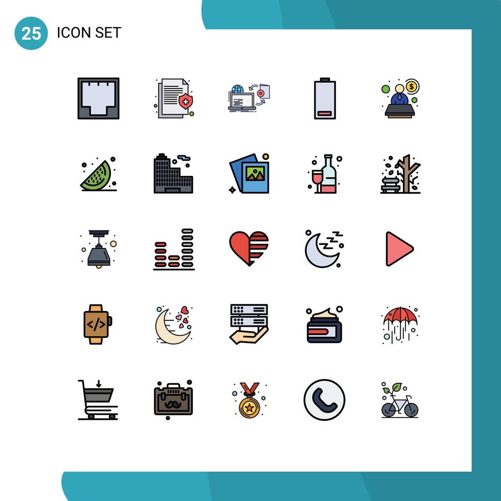 25 iconos creativos signos y símbolos modernos de electricidad batería juego de publicación médica elementos de diseño vectorial editables vector