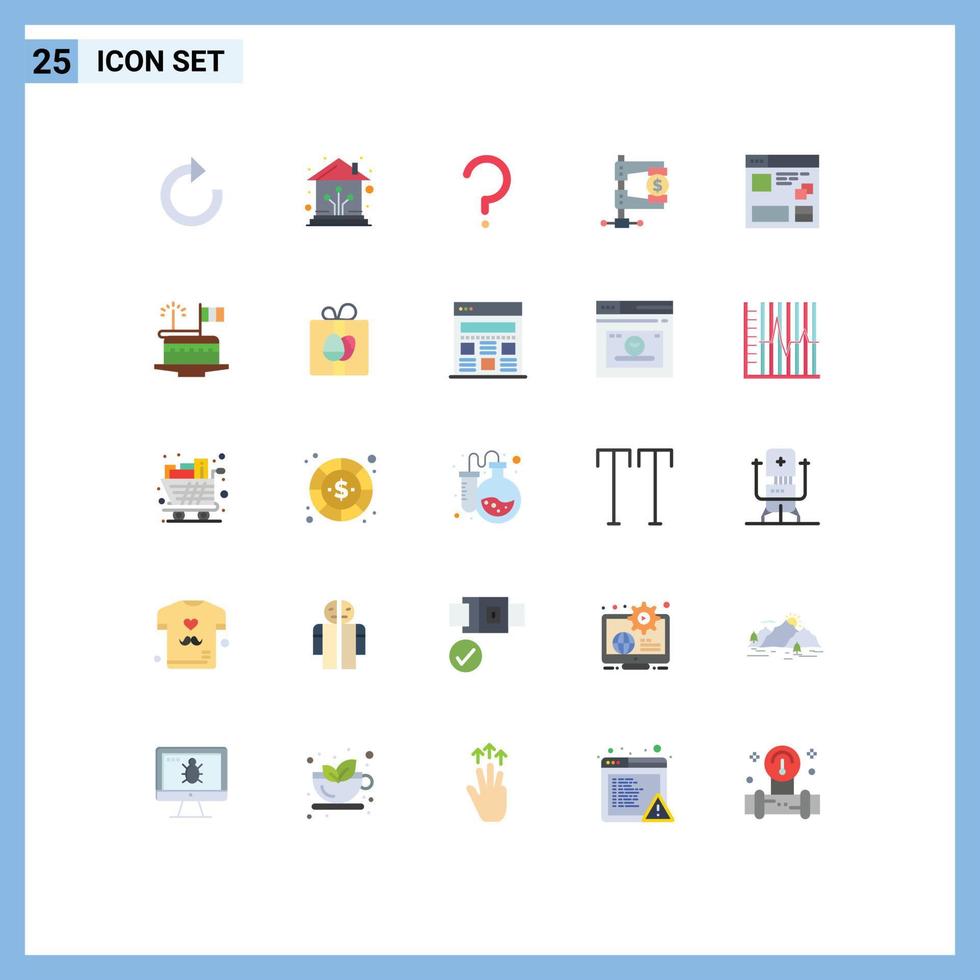 Flat Color Pack of 25 Universal Symbols of internet reform question market finance Editable Vector Design Elements