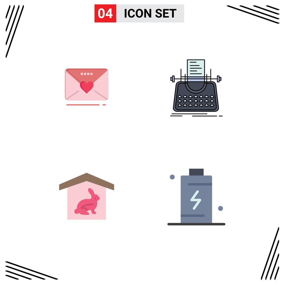 4 Creative Icons Modern Signs and Symbols of sms house heart story easter Editable Vector Design Elements