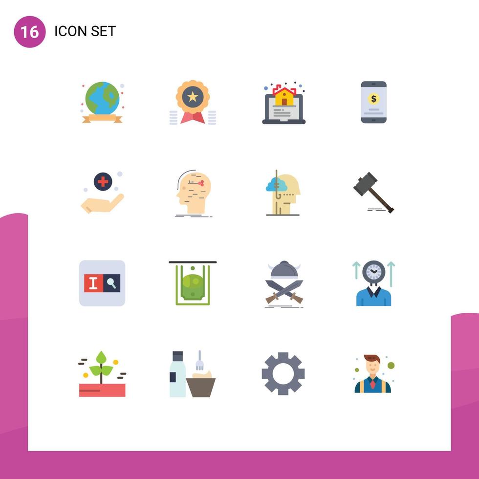 16 Creative Icons Modern Signs and Symbols of handcare mobile payment ribbon mobile money online Editable Pack of Creative Vector Design Elements