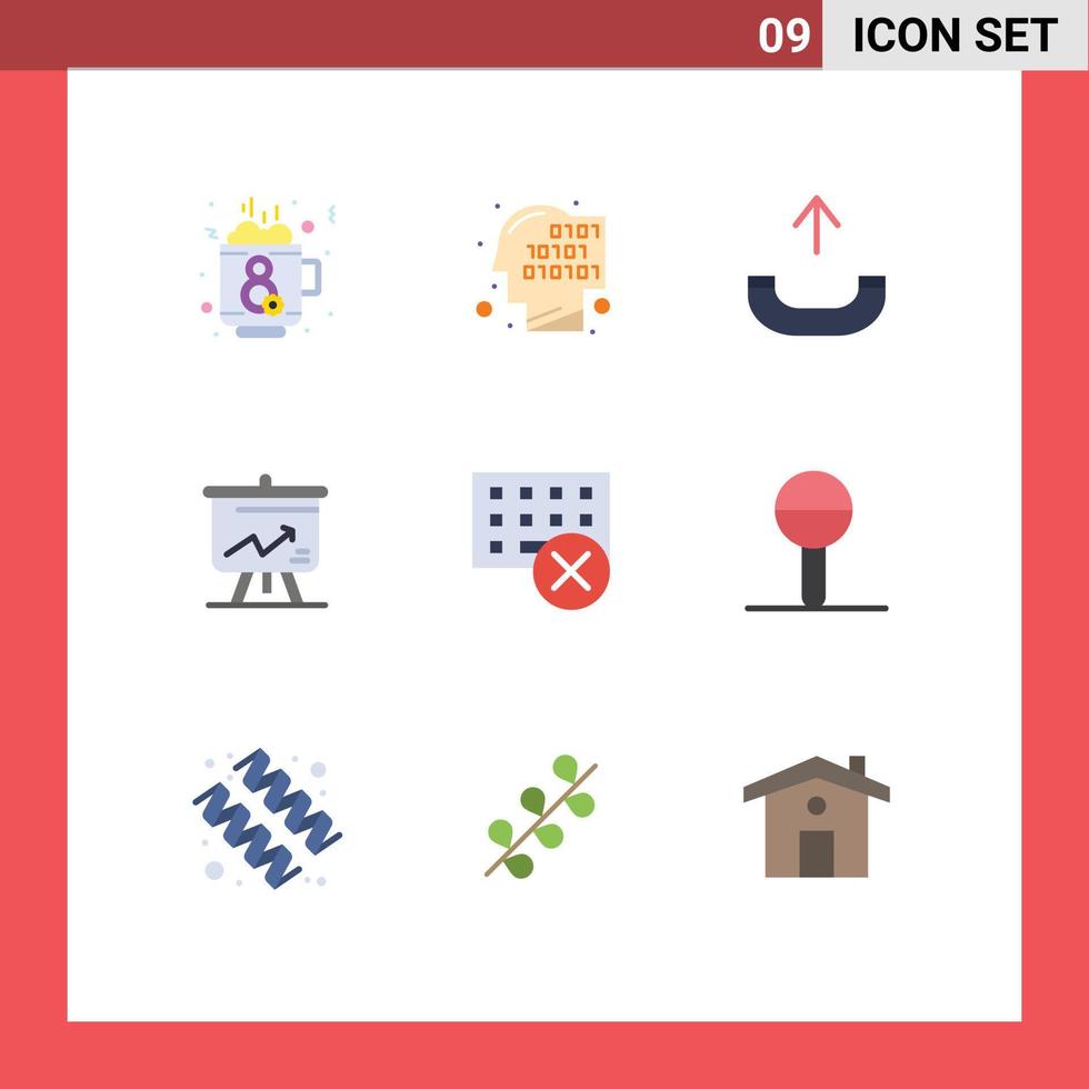 Pictogram Set of 9 Simple Flat Colors of gadget computers call board display Editable Vector Design Elements
