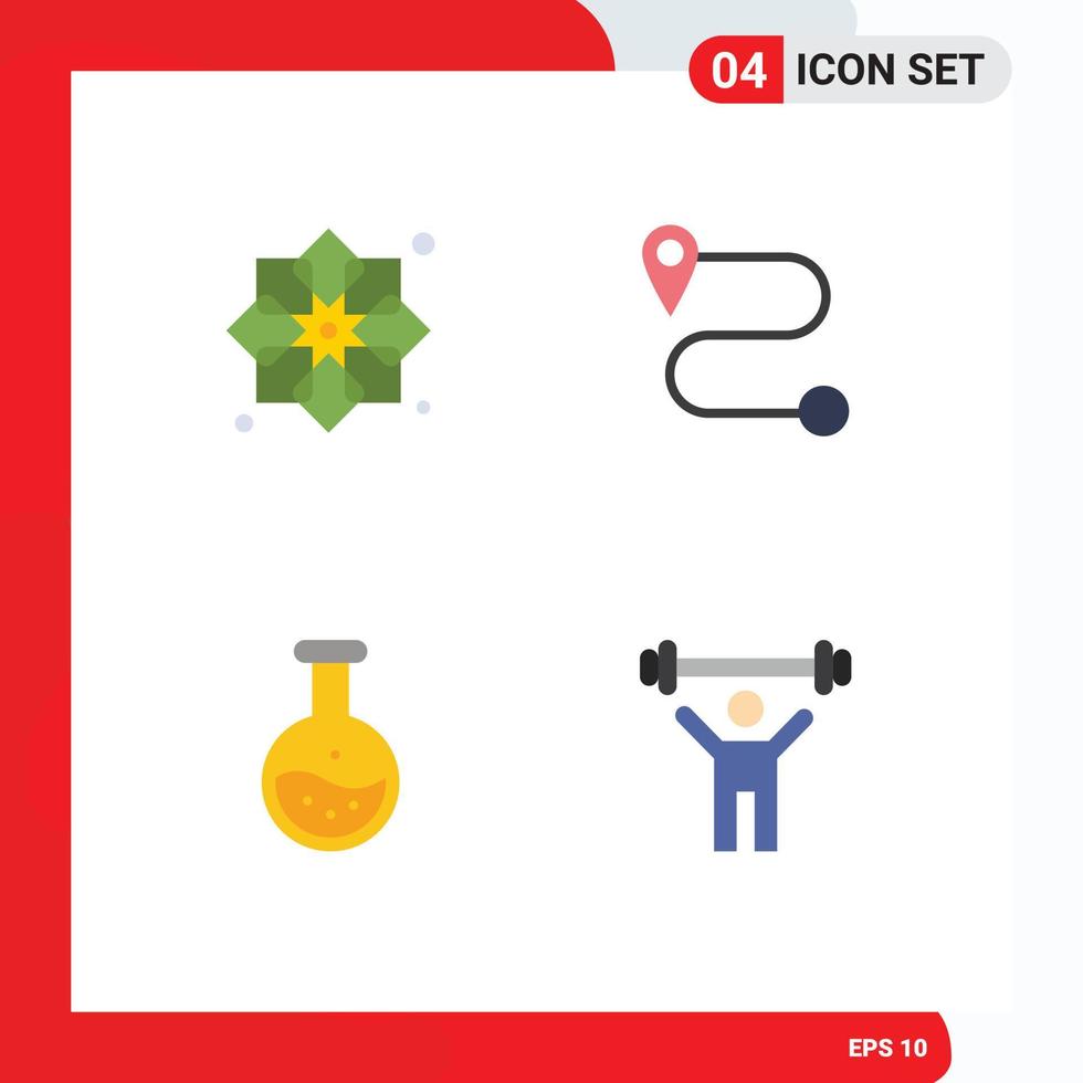 Group of 4 Flat Icons Signs and Symbols for ribbon test fabric tube fitness Editable Vector Design Elements