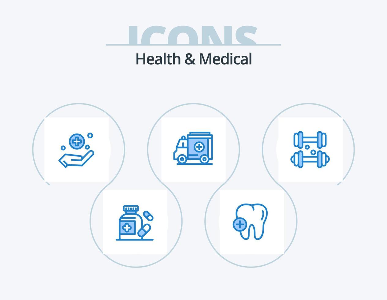Health And Medical Blue Icon Pack 5 Icon Design. . medical. sign. healthcare. dumbbell vector