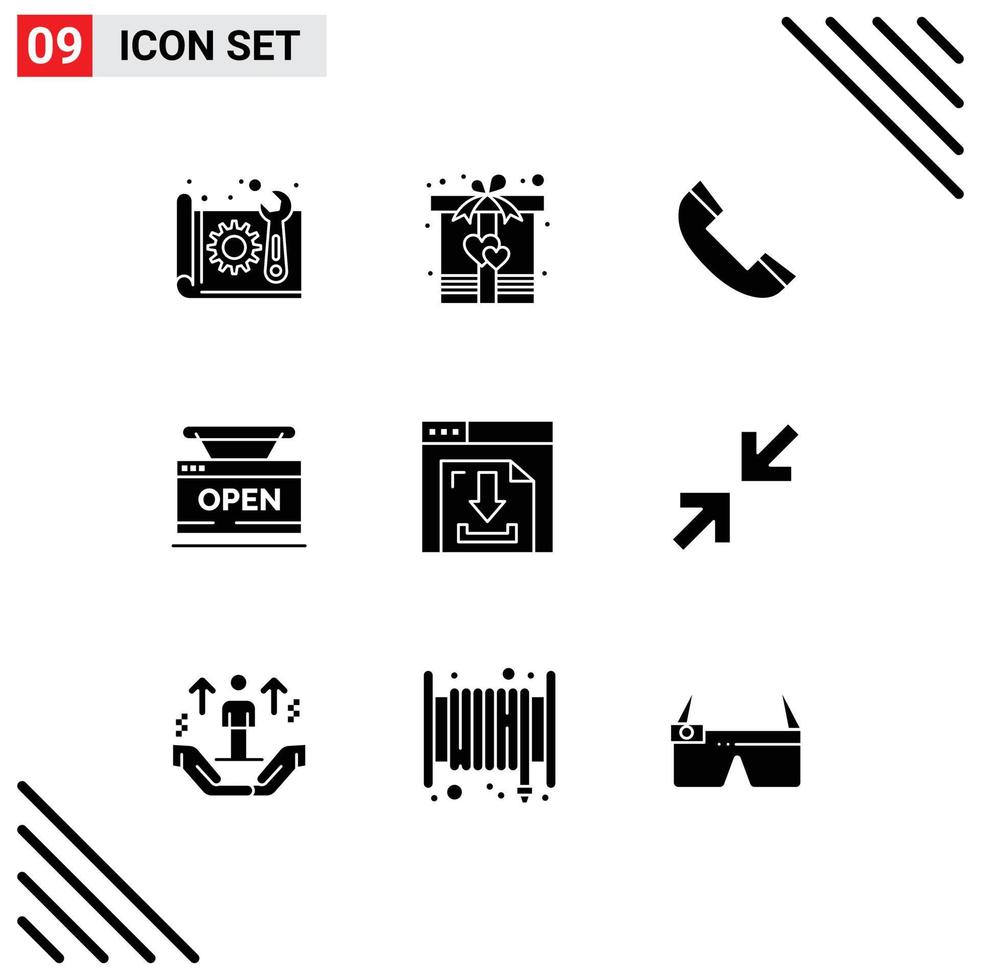 9 Creative Icons Modern Signs and Symbols of online store heart shop telephone Editable Vector Design Elements