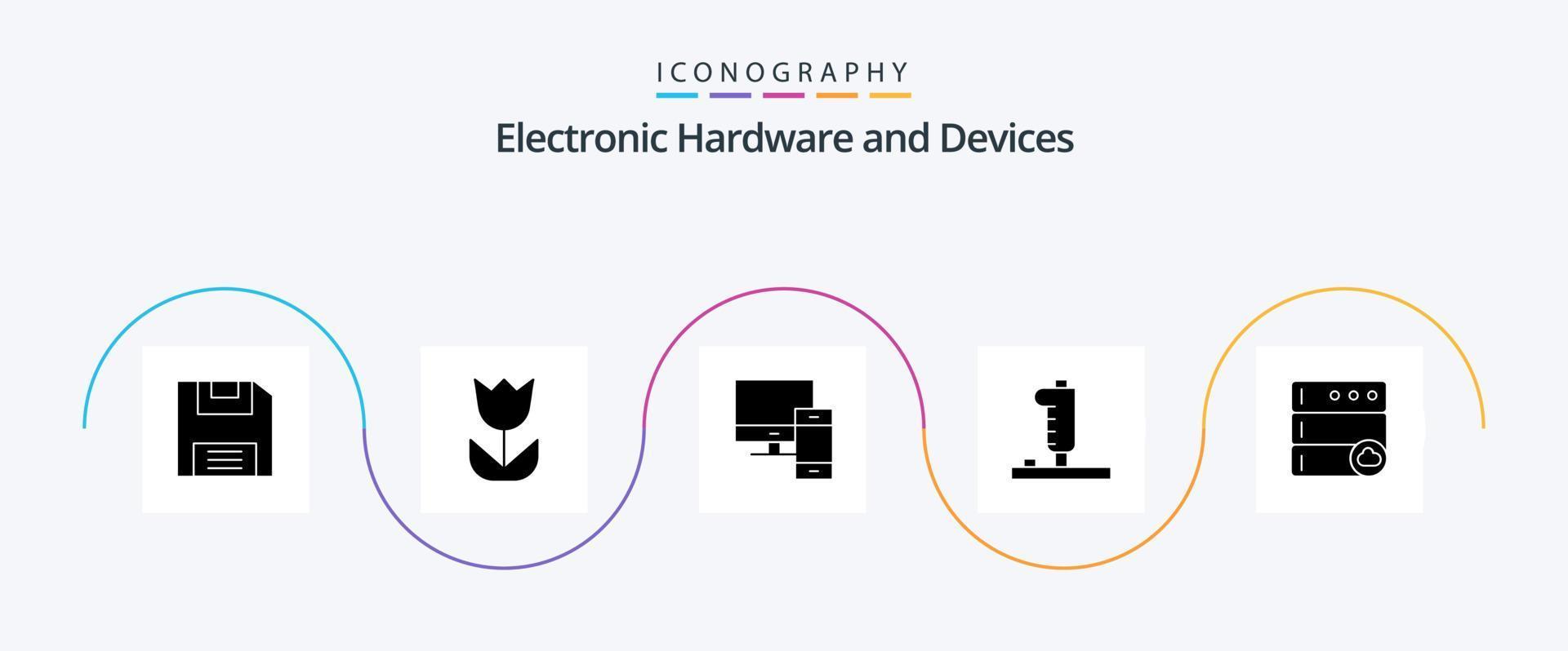 Devices Glyph 5 Icon Pack Including database. joystick. devices. game. controller vector